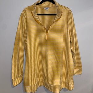 Yellow and White Striped Women's Top